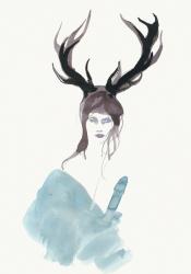girl with horns3, 2015, (black tush, tush, ink and gouache) | Obraz na stenu