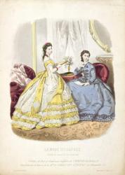 Fashion plate showing ballgowns, illustration from 'La Mode Illustree', 1864 (colour litho) | Obraz na stenu