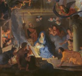 Adoration of the Shepherds, 1689 (oil on canvas) (detail of 70517) | Obraz na stenu