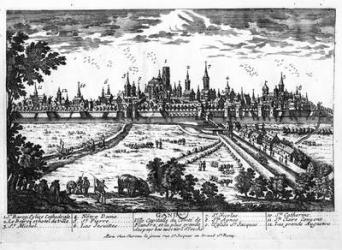 View of Ghent (engraving) (b/w photo) | Obraz na stenu