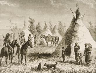 A Sioux Village, c.1880 (litho) | Obraz na stenu