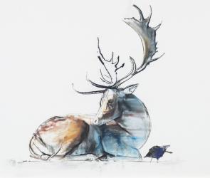 Buck and Bird, 2006 (charcoal & conte on paper) | Obraz na stenu