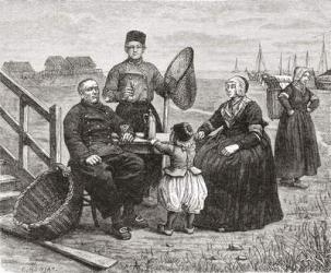 A family from Urk, Flevoland, the Netherlands in the 19th century, when Urk was still an island. From Pictures From Holland by Richard Lovett, published 1887. | Obraz na stenu
