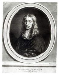 Portrait of Francois Mansart (1598-1666), engraved by Gerard Edelinck (1640-1707) (engraving) (b/w photo) | Obraz na stenu