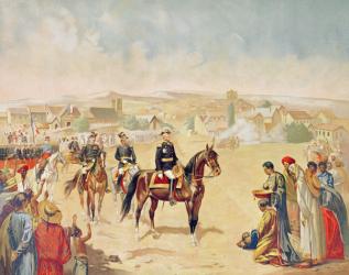 General Jacques Achille Duchesne (1837-1918) entering Tananarive, Madagascar, 1st October 1895 (coloured engraving) | Obraz na stenu