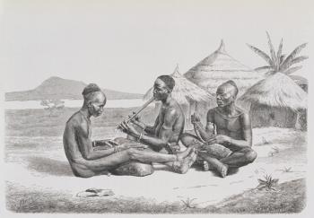 Shuli negroes playing music, from 'The History of Mankind', Vol.III, by Prof. Friedrich Ratzel, 1898 (engraving) | Obraz na stenu