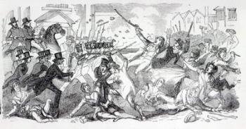 Plug Plot Riot in Preston, illustration from 'The Illustrated London News', August 1842 (engraving) | Obraz na stenu