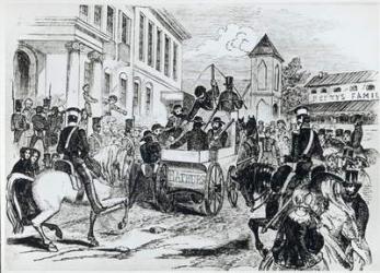 Arrival of the Government Conveyance at the Colonial Treasury, Sydney, on 21st August 1851, from 'The Illustrated London News', 24th January 1852 (litho) | Obraz na stenu