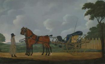 A Gentleman with his Pair of Bays Harnessed to a Curricle (oil on canvas) | Obraz na stenu