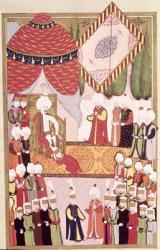 The Coronation of Sultan Selim I (1466-1520) from the 'Hunername' by Lokman (gouache on paper) | Obraz na stenu