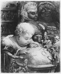 Education of Gargantua, illustration from 'Gargantua' by Francois Rabelais (1494-1553) engraved by Paul Jonnard-Pacel (d.1902) (engraving) (b/w photo) | Obraz na stenu