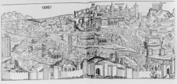 View of Rome, 1493 (woodcut) (b/w photo) | Obraz na stenu