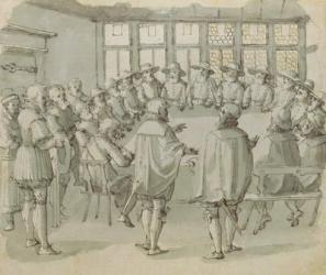 A guild meeting, second half 17th century (pen & ink with grey wash on paper) | Obraz na stenu