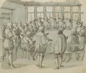 A guild meeting, second half 17th century (pen & ink with grey wash on paper) | Obraz na stenu