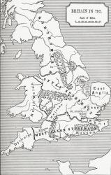 Map of Britain in 792, from The Three Kingdoms 685 to 828 in 'A Short History of the English People' by J. R. Green, published 1893 (litho) | Obraz na stenu