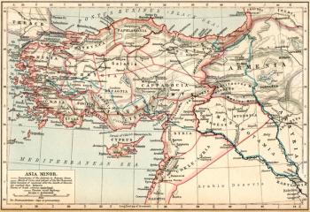 Map of Asia Minor under the Greeks and Romans. From Historical Atlas, published 1923. | Obraz na stenu