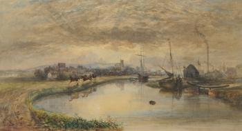 Early Morning - Carlisle from the Canal, 1842-66 (w/c on paper) | Obraz na stenu