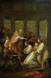 Baptism of St. Augustine (354-430) study for the decoration of the Invalides, 1702 (oil on canvas) | Obraz na stenu