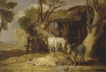 The Straw Yard, 1810 (oil on panel) | Obraz na stenu