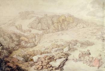 Bodmin Moor, North Cornwall, c.1825 (pen & ink and w/c on paper) | Obraz na stenu