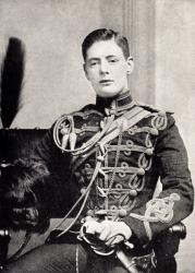 Winston Churchill as a Second Lieutenant in the 4th Queen's Own Hussars, from 'A Roving Commission by Winston S. Churchill', published by Scribner's, 1930 (litho) | Obraz na stenu