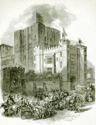 Reception of Queen Elizabeth at Kenilworth Castle (engraving) (b/w photo) | Obraz na stenu