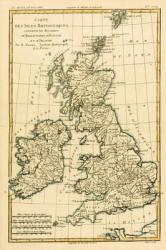 The British Isles, Including the Kingdoms of England, Scotland and Ireland, from 'Atlas de Toutes les Parties Connues du Globe Terrestre' by Guillaume Raynal (1713-96) published 1780 (coloured engraving) | Obraz na stenu