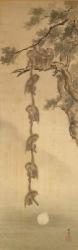 Monkeys reaching for the Moon, Edo Period (1603-1867) (ink on paper) | Obraz na stenu