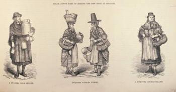 Swansea Milk-Seller, Swansea Market Woman and Swansea Cockle-Seller, from 'The Illustrated London News', 22nd October 1881 (engraving) | Obraz na stenu