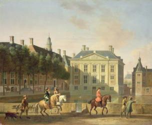 The Mauritshuis from the Langevijverburg, the Hague, with hawking party in the foreground (oil on canvas) | Obraz na stenu