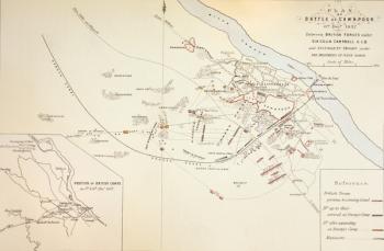 Plan of the Battle of CawnPoor, 1883 (coloured engraving) | Obraz na stenu