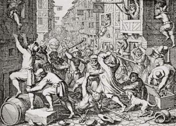 A street brawl in London, England in the 17th century. From The Streets of London Through the Centuries. | Obraz na stenu