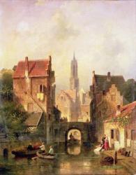 A Dutch canal scene, 1866 (oil on canvas) | Obraz na stenu