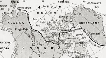 Map showing the route of Amundsen's voyage through the North West Passage, 1903-1906. From Heroes of Modern Adventure, published 1927 | Obraz na stenu