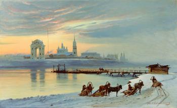 The Angara Embankment in Irkutsk, 1886 (oil on canvas) | Obraz na stenu