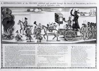 Representation of the figures exhibited and paraded through the streets of Philadelphia on Saturday 30th September 1780 (engraving) (b&w photo) | Obraz na stenu