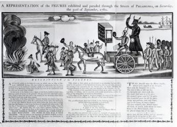 Representation of the figures exhibited and paraded through the streets of Philadelphia on Saturday 30th September 1780 (engraving) (b&w photo) | Obraz na stenu