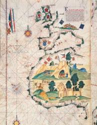 Fol.5v Map of Great Britain, Europe and North West Africa, from Portugaliae Monumenta (vellum) Cartographica, an account of the discoveries of Fernao Gomez from 1470-75, 1563 | Obraz na stenu