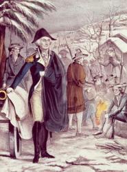 George Washington at Valley Forge, on Dec. 1777, engraved by Nathaniel Currier (1813-88) (colour litho) | Obraz na stenu