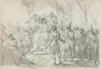 Stephen Brought Prisoner to Empress Mathilda (black chalk and grey wash on paper) | Obraz na stenu