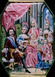 The Family of Emperor Peter I, the Great (1672-1725), 1717 (enamel) | Obraz na stenu