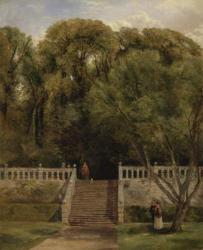 On the Terrace at Haddon Hall, Derbyshire, 1840 (oil on panel) | Obraz na stenu