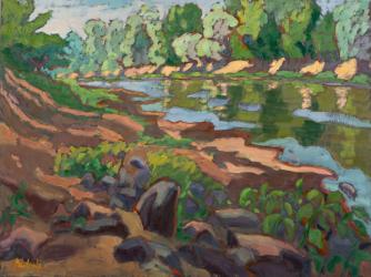 On the Shady Side of River Koros (2012) oil on board | Obraz na stenu