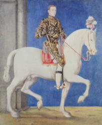 Equestrian Portrait Presumed to be Dauphin Henri II (1519-59) c.1543 (gouache on paper) | Obraz na stenu