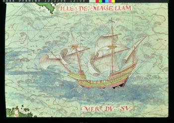 F.41v A Caravel, detail from 'Cosmographie Universelle', 1555 (w/c on paper) | Obraz na stenu