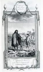 A Patagonian Woman and Boy in Company with Commodore Byron, illustration taken from Moore's Voyages and Travels, 1778 (engraving) | Obraz na stenu