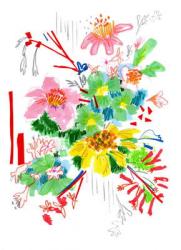 Floral Sketch 2, 2014 (pen and ink, collage on paper) | Obraz na stenu