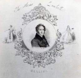 Cover of Sheet Music for a Quadrille, with a portrait of Vincenzo Bellini (engraving) | Obraz na stenu