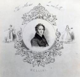 Cover of Sheet Music for a Quadrille, with a portrait of Vincenzo Bellini (engraving) | Obraz na stenu