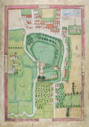 Hertford Castle and Castle Yard, from the 'Survey thereof taken by Symon Basyll Surveyor...', 1608 (pen & ink with w/c & gouache on paper) | Obraz na stenu